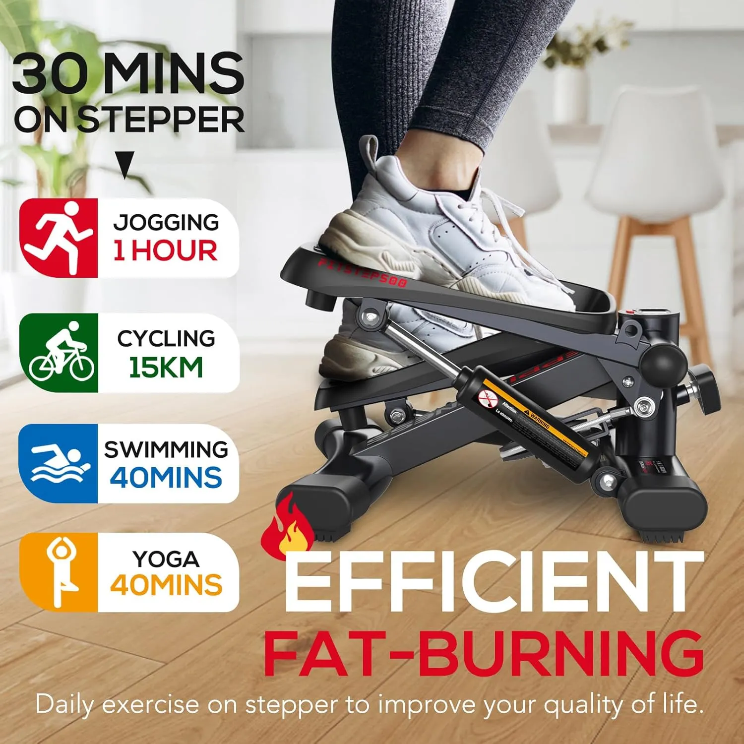 KeppiFitness Steppers for Exercise at Home, Stair Stepper for Home Gym with 350LB/400LB Capacity, Mini Stepper with Resistance Bands for Cardio Full Body Workout