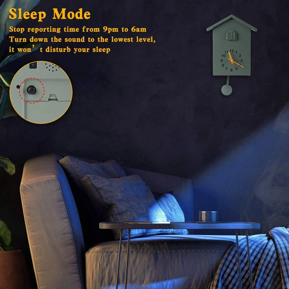 KEYPOWER Cuckoo Clock Cuckoo Wall Clock,Cuckoo Bird Voices Call, Design Clock Pendulum, Bird House, Wall Art Home Living Room Kitchen Office Decoration (Green)