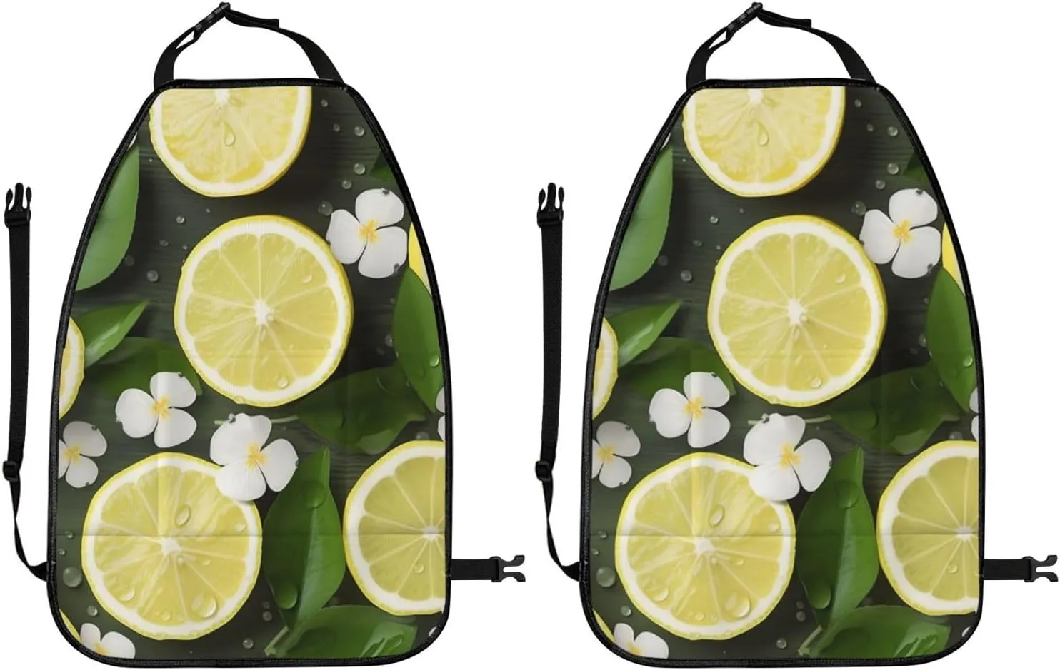 Kick Mat Back Seat Protector for Car 2 Pack Extra Large Car Back Seat Cover with 3 Storage Pockets Waterproof Seat Back Protector Fresh Lemon Backseat Car Organizer for Trucks SUV