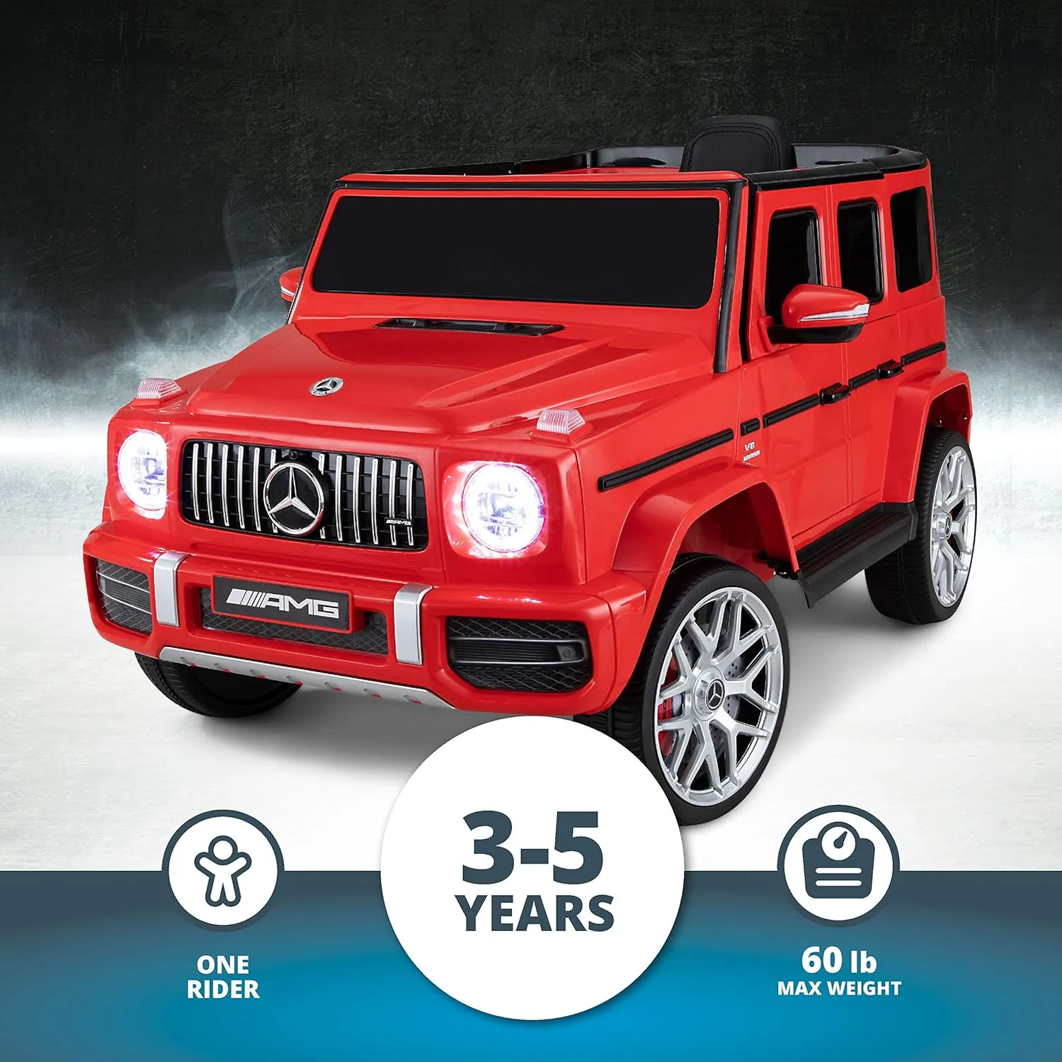 Kid Trax Electric Kids Luxury Mercedes Benz AMG G63 Car Ride-On Toy, 6 Volt Battery, Remote Control, Ages 3-5 Years, Red