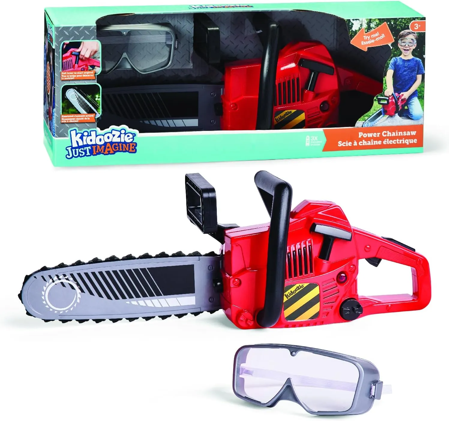Kidoozie Just Imagine Power Chainsaw with Goggles for Outdoor Pretend Play. for Children Ages 3 