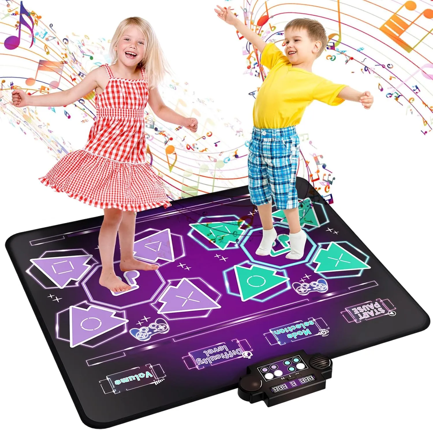 Kids Dance Mat Toys - 2-Player Dance Pad Gifts for Girls Boys Toddlers 3 4 5 6 7 8 9   Year Old Electronic Dancing Mat Floor Games Toy with Music Light Christmas Birthday Gift (Purple)
