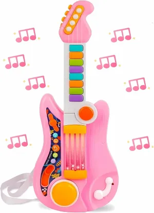 Kids Guitar, Electric Toddler Baby Music Toys for Ages 2-4 with Piano Mode Strap and Lights Child Musical Instruments Ideal for 2  Year Old Girls Boys Birthday