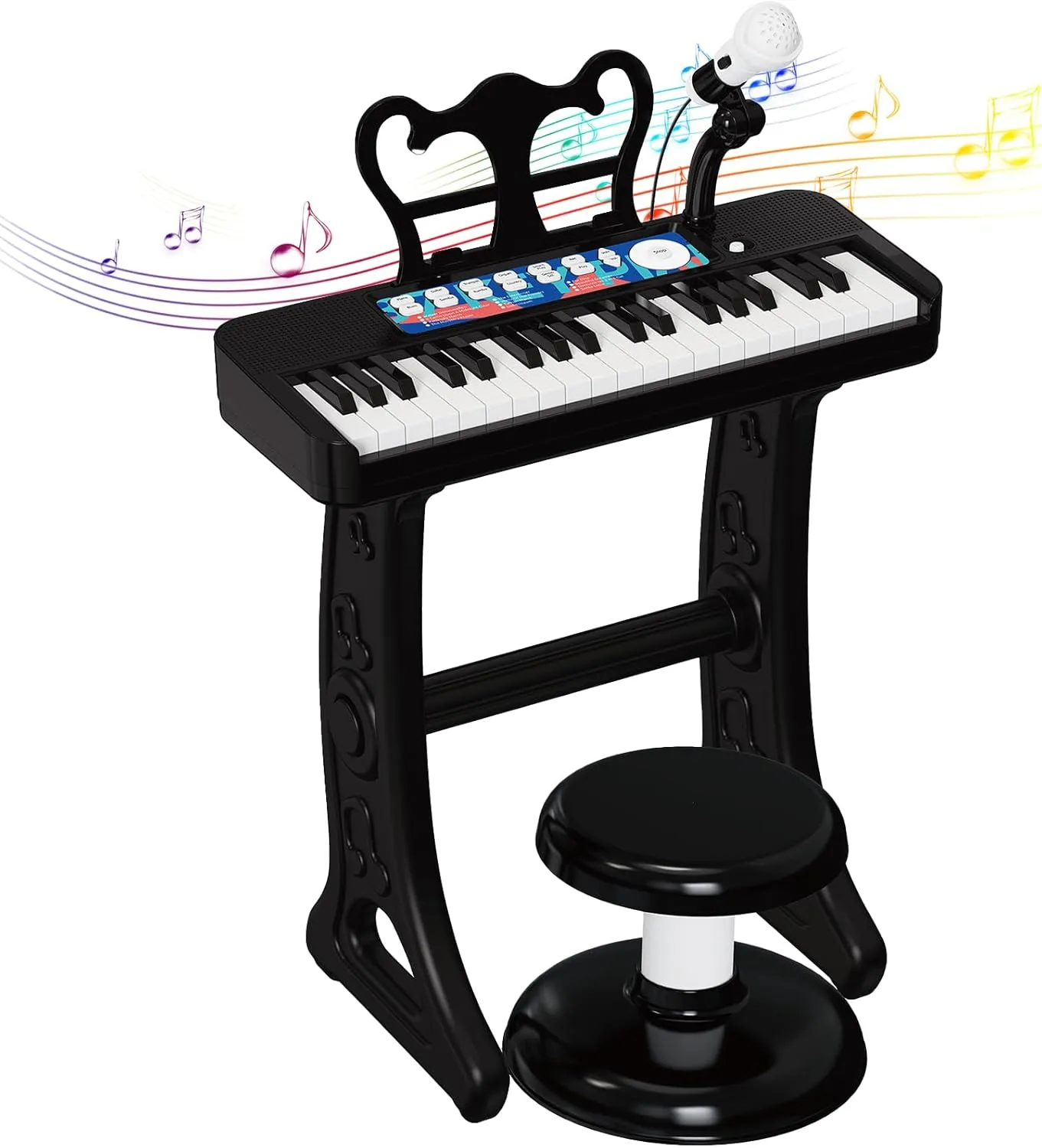 Kids Piano, 37 Keys Toddler Piano Keyboard Toy Electronic Musical Instrument Educational Toy with Microphone, 2 Speakers, Record Playback, Christmas Birthday Gift for 3  Years Old Black