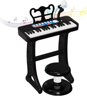 Kids Piano, 37 Keys Toddler Piano Keyboard Toy Electronic Musical Instrument Educational Toy with Microphone, 2 Speakers, Record Playback, Christmas Birthday Gift for 3  Years Old Black