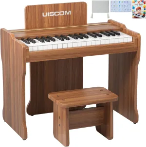Kids Piano Keyboard, 37 Keys Digital Piano, Toddler Piano for Kids, Mini Baby Piano Toy, Kids Musical Instruments Sets, Wood Piano keyboard for kids Ages 3 ,Brown