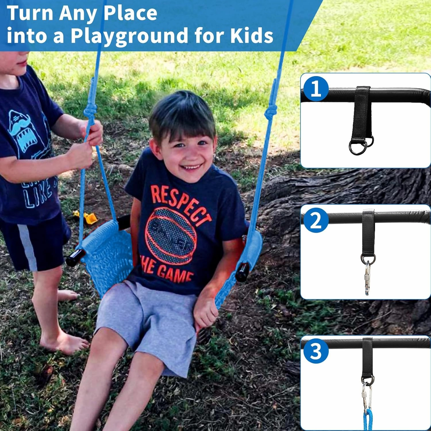 Kids Tree Swing Seat for Kids Rope Swing Seat, Indoor Swing for Kids Outdoor, Backyard Swing Tree Swing Seat Door Swing (Blue)