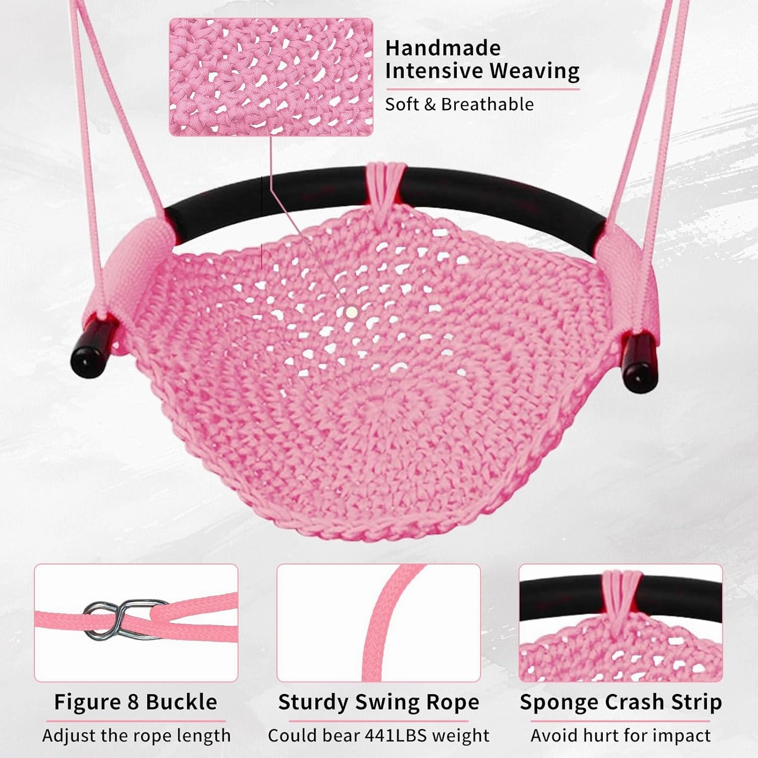 Kids Tree Swing Seat for Kids Rope Swing Seat, Indoor Swing for Kids Outdoor, Backyard Swing Tree Swing Seat Door Swing (Pink)