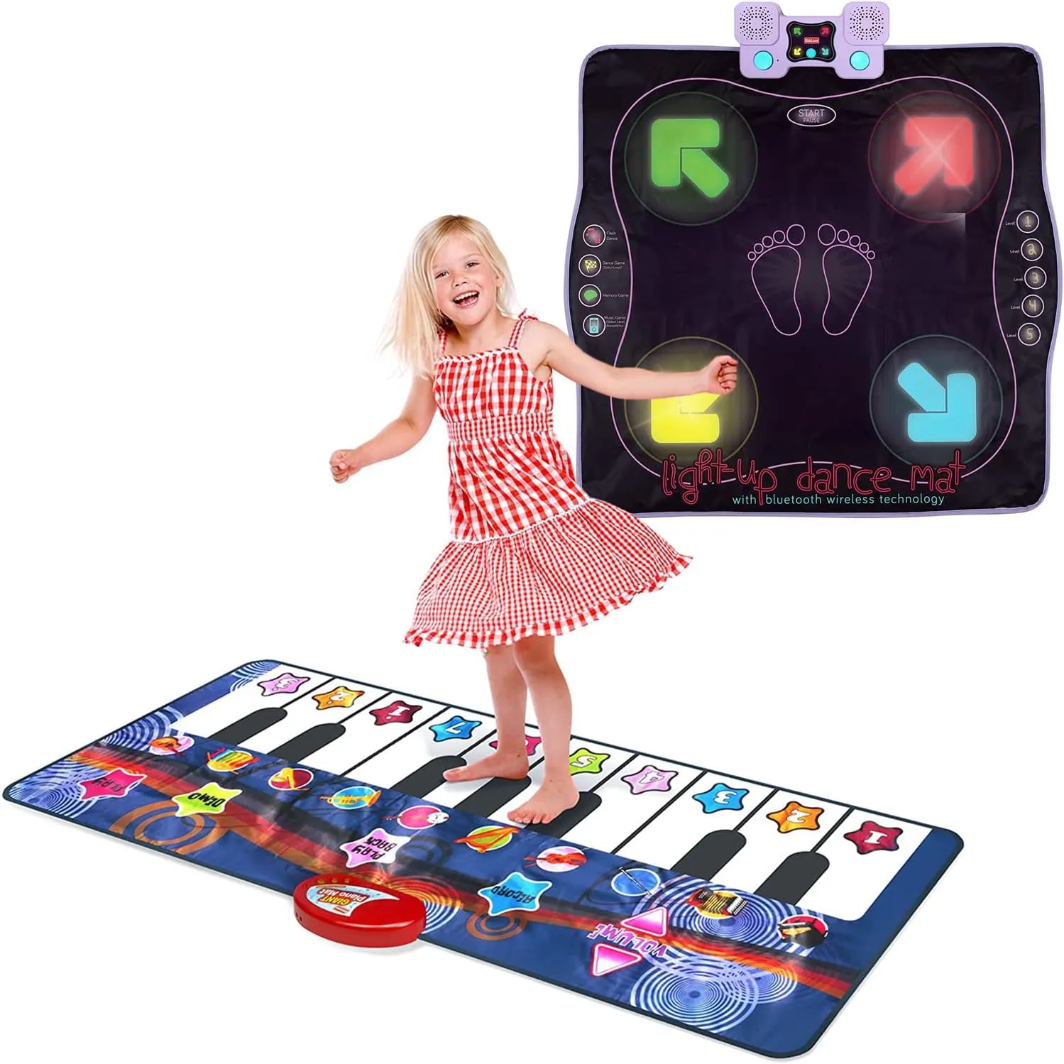 Kidzlane Durable Piano Dance Mat & Light Up Dance Pad with Wireless Bluetooth