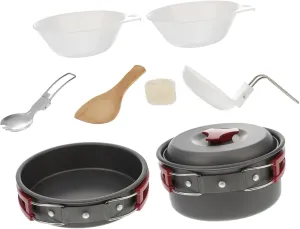 Kisangel Camping Single Pan Aluminum Cooker Set Stainless Steel Bowl Camp Pan Hiking Cooking Pot