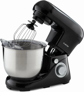 Klarstein Bella Pico 2G Kitchen Maker Food Processor Mixer with Kneading, 6 Power Levels with Pulse Function, Planetary Stirring System, 5L Stainless Steel Bowl, 3-Piece, 1300 W / 1.7 PS, Black