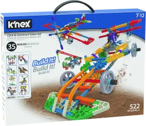 K'Nex 18026 Click and Construct Value Building Set, Educational Toys for Kids, 522 Piece Stem Learning Kit, Engineering for Kids, Fun and Colourful Building Construction Toys for Children Aged 7  