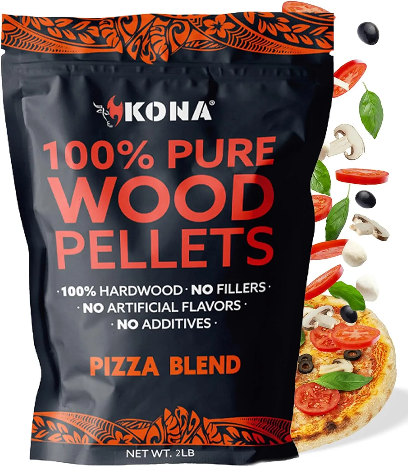 Kona Pizza Blend Wood Smoker Pellets, 100% Natural Hardwood - Rich Smoky Flavor - Ideal for Pizza Ovens, Smokers, and Smoker Tubes - 2 Pounds