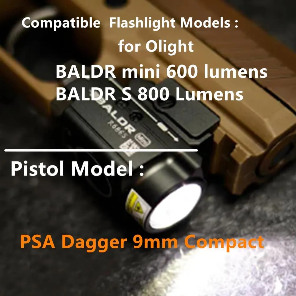 Kydex IWB Holster for Glock 17, 19, 45, Taurus G2C, G3C, G3, w/Olight Baldr S, Baldr Mini Tactical Flashlight, Concealed Carry