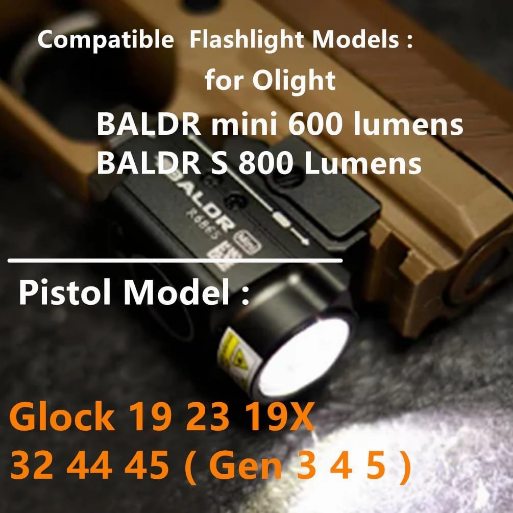 Kydex IWB Holster for Glock 17, 19, 45, Taurus G2C, G3C, G3, w/Olight Baldr S, Baldr Mini Tactical Flashlight, Concealed Carry