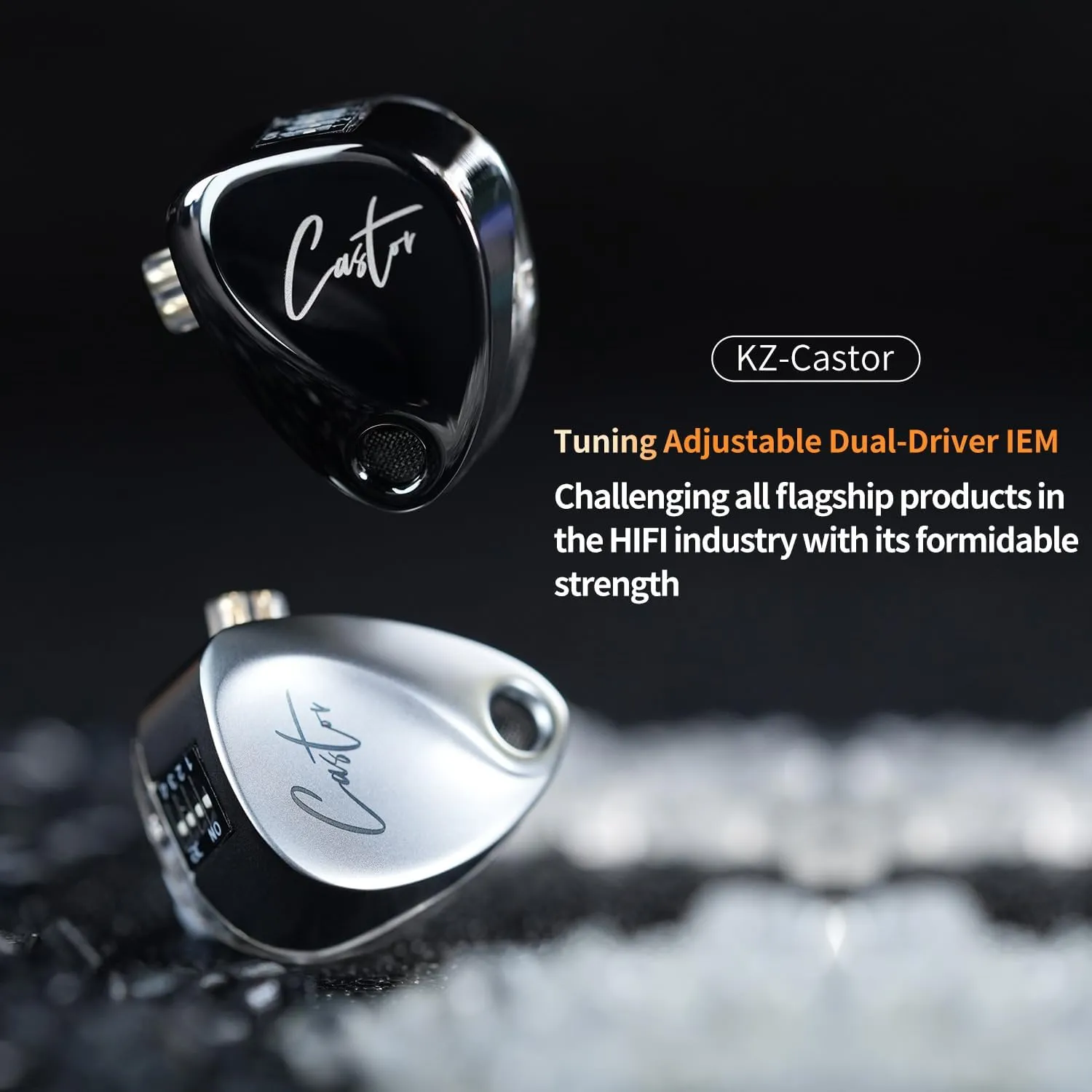 KZ Castor IEM Earphones Wired Earbuds,2DD Tuning Adjustable in Ear Monitor Headphones Dual-Driver Supper Bass Wired Headphones, Harman Target Version Monitor Headphones