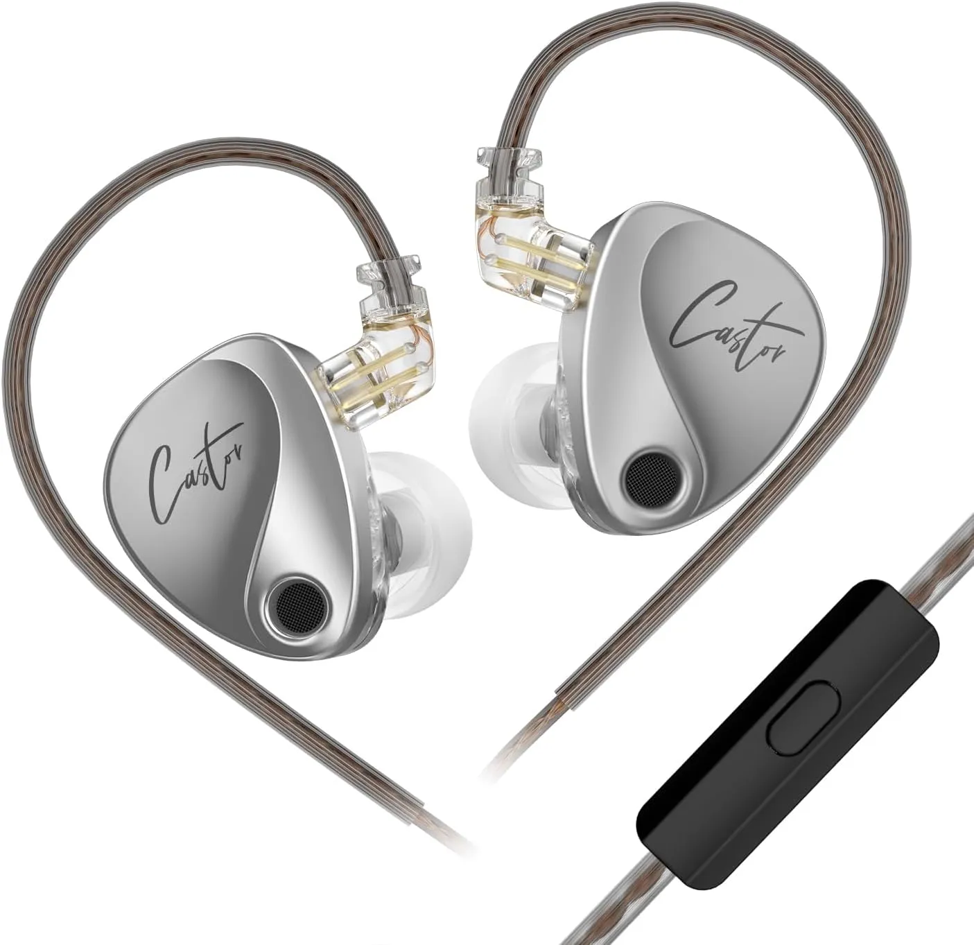 KZ Castor IEM Earphones Wired Earbuds,2DD Tuning Adjustable in Ear Monitor Headphones Dual-Driver Supper Bass Wired Headphones, Harman Target Version Monitor Headphones