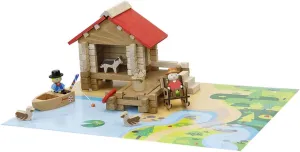 La Cabane de Pêche - 90 pieces: Natural Wood Construction Game - A Play Mat and Many Accessories - Construction Game - Minimum Age: 3 Years
