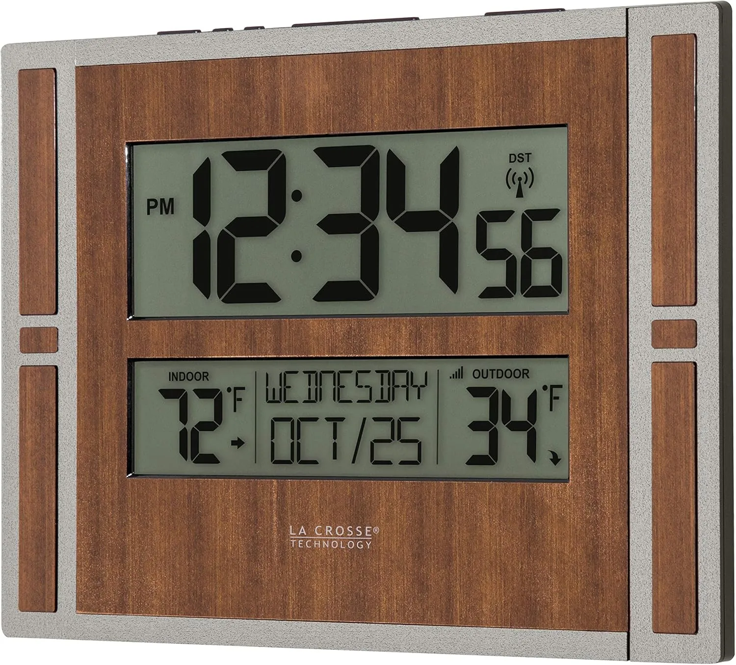 La Crosse Technology BBB86088 Atomic Digital Wall Clock with Indoor & Outdoor Temperature