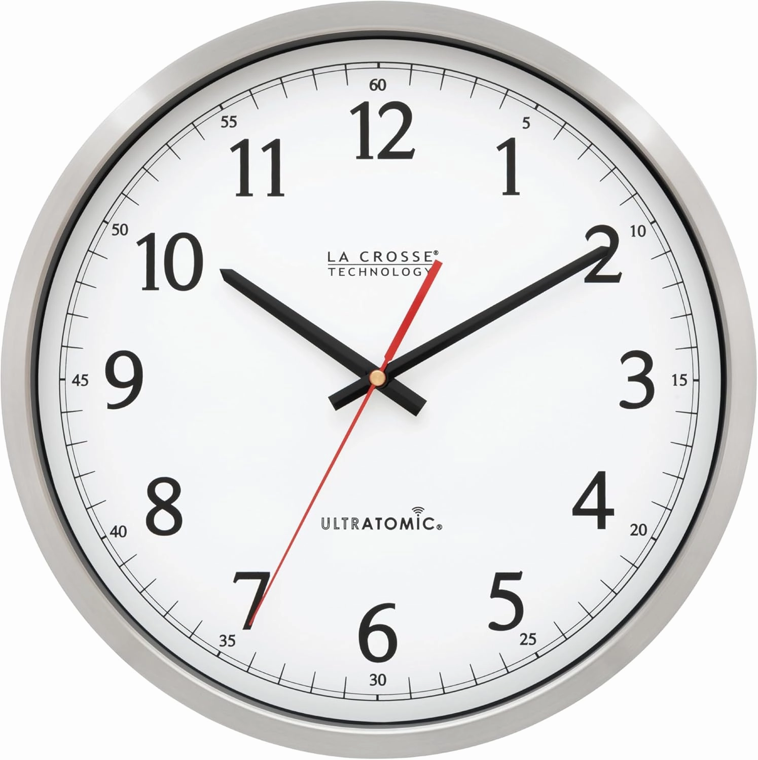 La Crosse Technology 404-1235UA-SS 14 Inch UltrAtomic Analog Stainless Steel Wall Clock