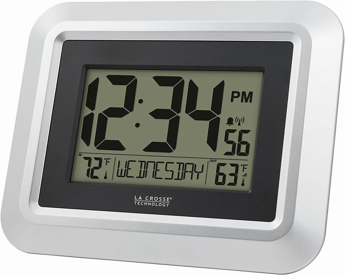 La Crosse Technology 513-1918S-INT Atomic Digital Wall Clock with Outdoor Temperature