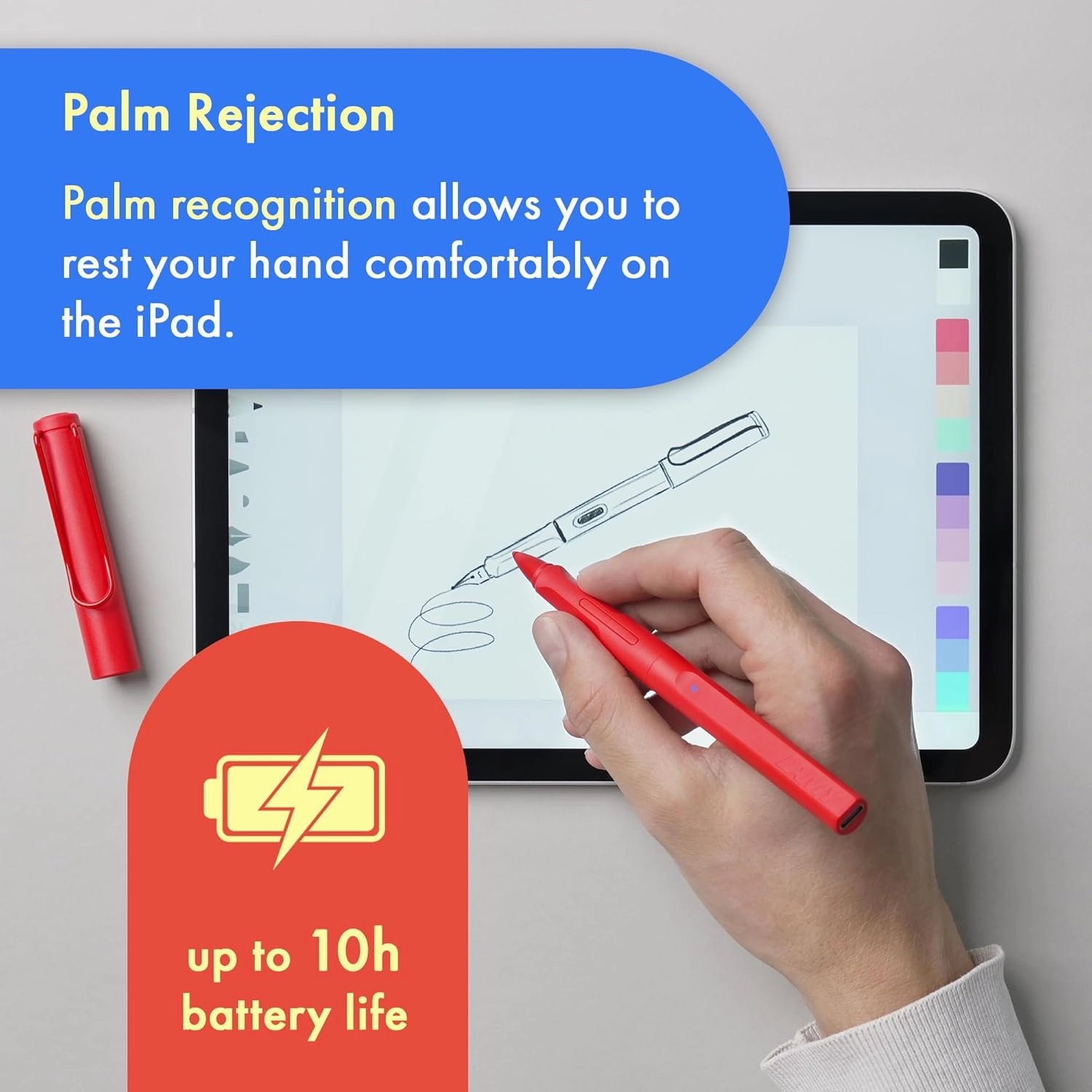 LAMY Safari Note  red iPad Pen - Stylus Pen with Palm Rejection, tilt Sensitivity & Ergonomic Grip - Compatible with Various iPad Models & Generations - up to 10 Hours Battery Life
