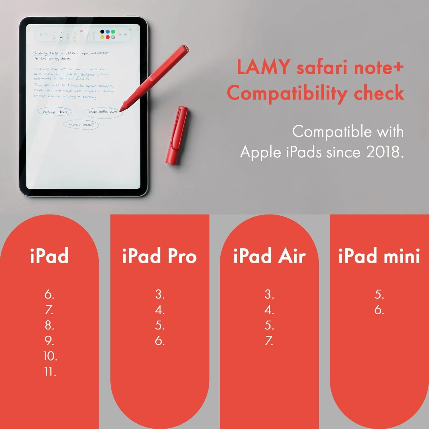 LAMY Safari Note  White iPad Pen - Stylus Pen with Palm Rejection, tilt Sensitivity & Ergonomic Grip - Compatible with Various iPad Models & Generations - up to 10 Hours Battery Life