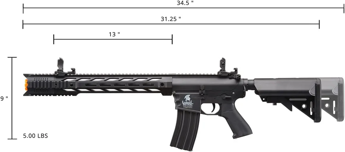 Lancer Tactical Gen 2 Durable Airsoft M4 SPR Interceptor AEG Polymer- Full/Semi-Auto, 1000 Rounds Bag of 0.20g BBS, Battery& Charger Included