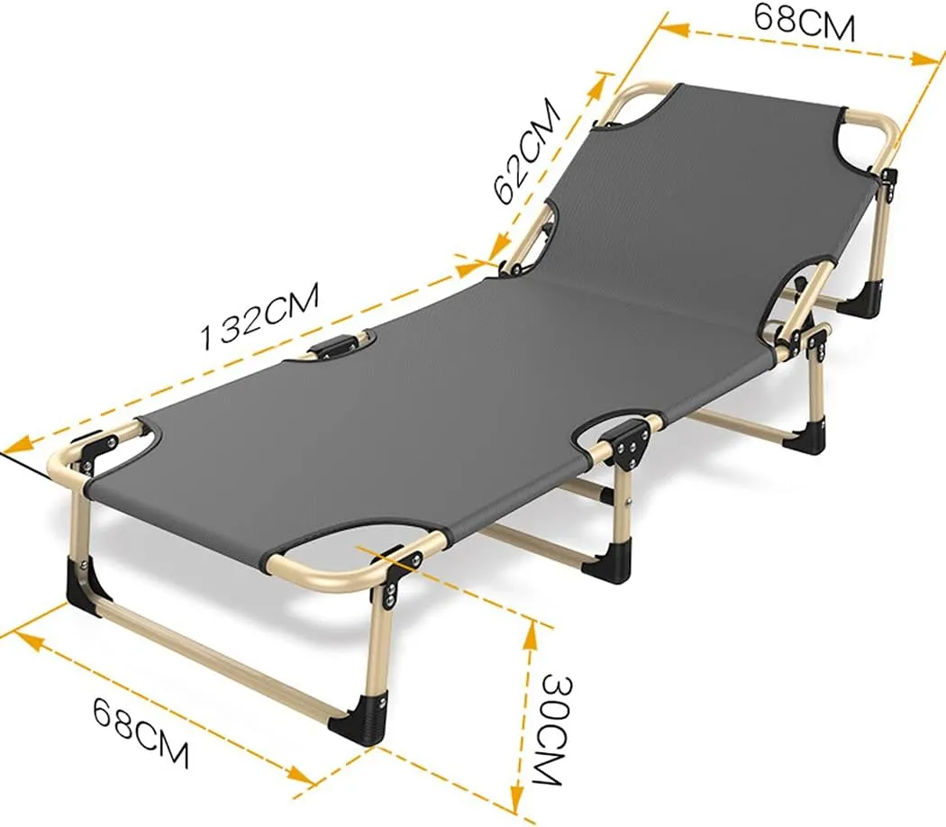 LANGWEI Lightweight Camping Cots with Mattress, Adjustable Portable Folding Sofa Sleeping Bed, Adults Travel Cot Lounge Chair for Home/Camping/Travel
