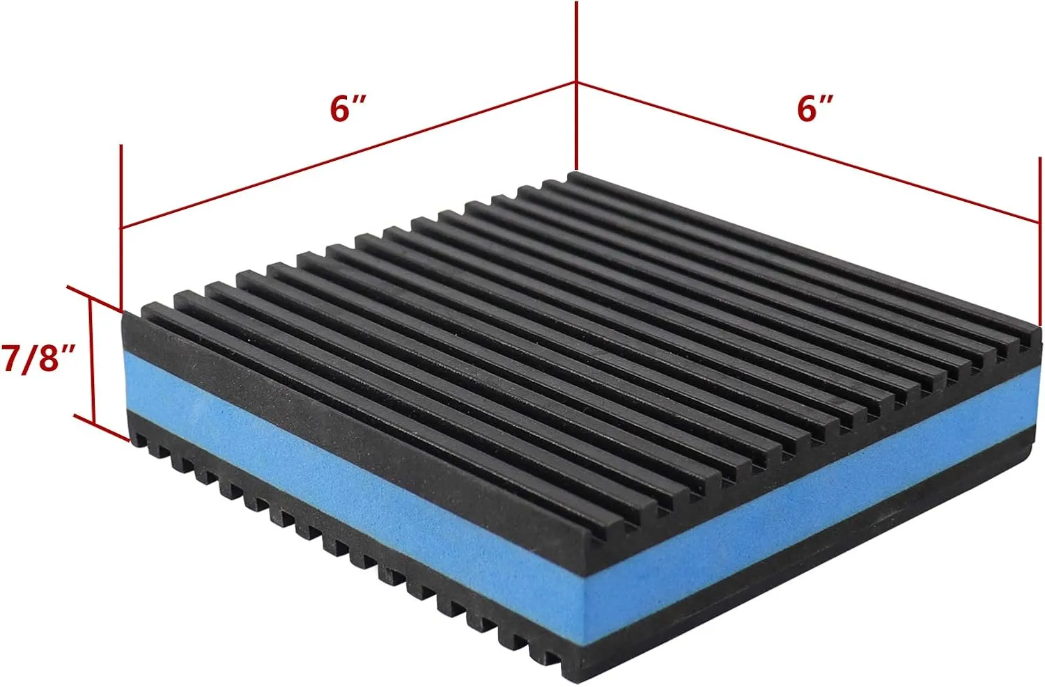 LBG Products Rubber Anti-Vibration Isolator Pads,Heavy Duty Blue EVA Pad for Air Conditioner,Compressors,HVAC,Treadmills etc (6'' X 6'' X 7/8'')