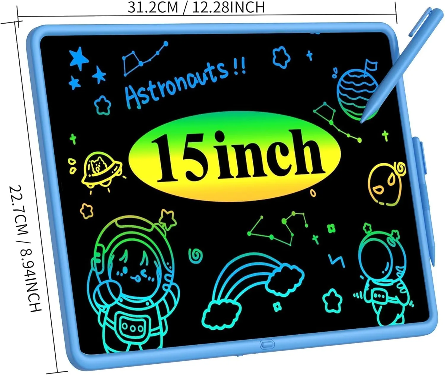 LCD Writing Tablet - 15 Inch Large Doodle Board, Rechargeable Drawing Pad for Kids & Teens, Learning Toys for 3-10  Year Old Boys & Girls, Birthday & Christmas Gifts, Blue Travel Toys