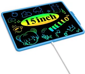 LCD Writing Tablet - 15 Inch Large Doodle Board, Rechargeable Drawing Pad for Kids & Teens, Learning Toys for 3-10  Year Old Boys & Girls, Birthday & Christmas Gifts, Blue Travel Toys