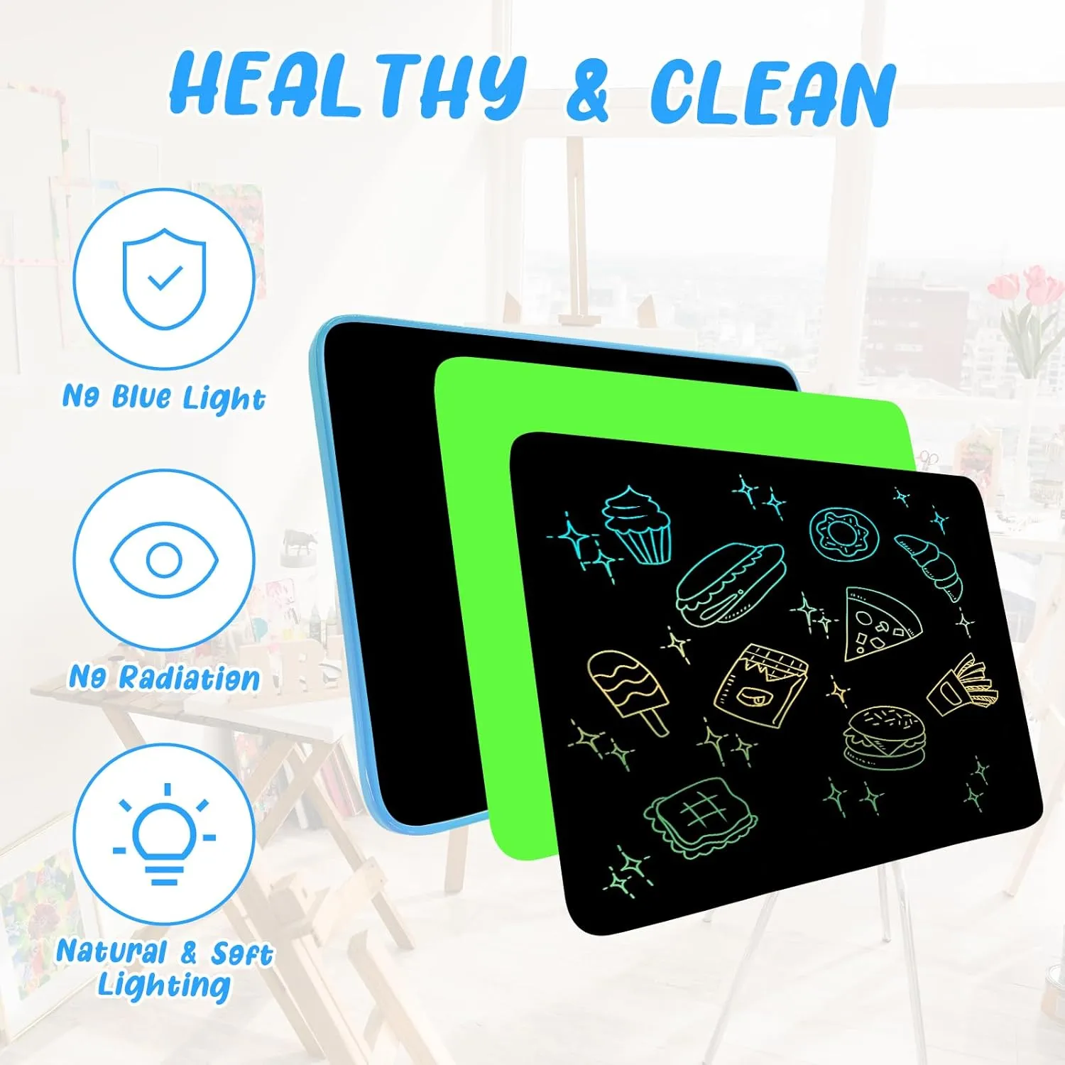 LCD Writing Tablet for Kids 13Inch Doodle Board Drawing Tablet Writing Pads, Type-C Charging, Educational Learning Toddler Toys 3 4 5 6 7 8 9 Years Boy and Girls Blue