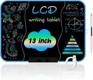 LCD Writing Tablet for Kids 13Inch Doodle Board Drawing Tablet Writing Pads, Type-C Charging, Educational Learning Toddler Toys 3 4 5 6 7 8 9 Years Boy and Girls Blue