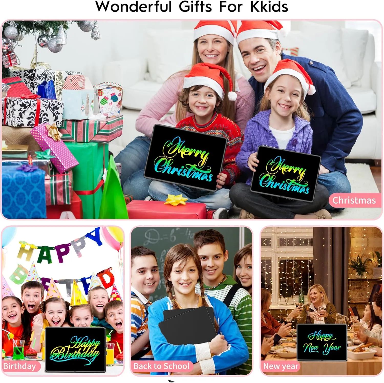 LCD Writing Tablet for Kids, 20 Inch Large Kids Drawing Pad, Rechargeable Painting for Two Kids Drawing Tablet, Doodle Board, Learning Toys for 3-12  Year Old Boys Girls Birthday Gifts, Black
