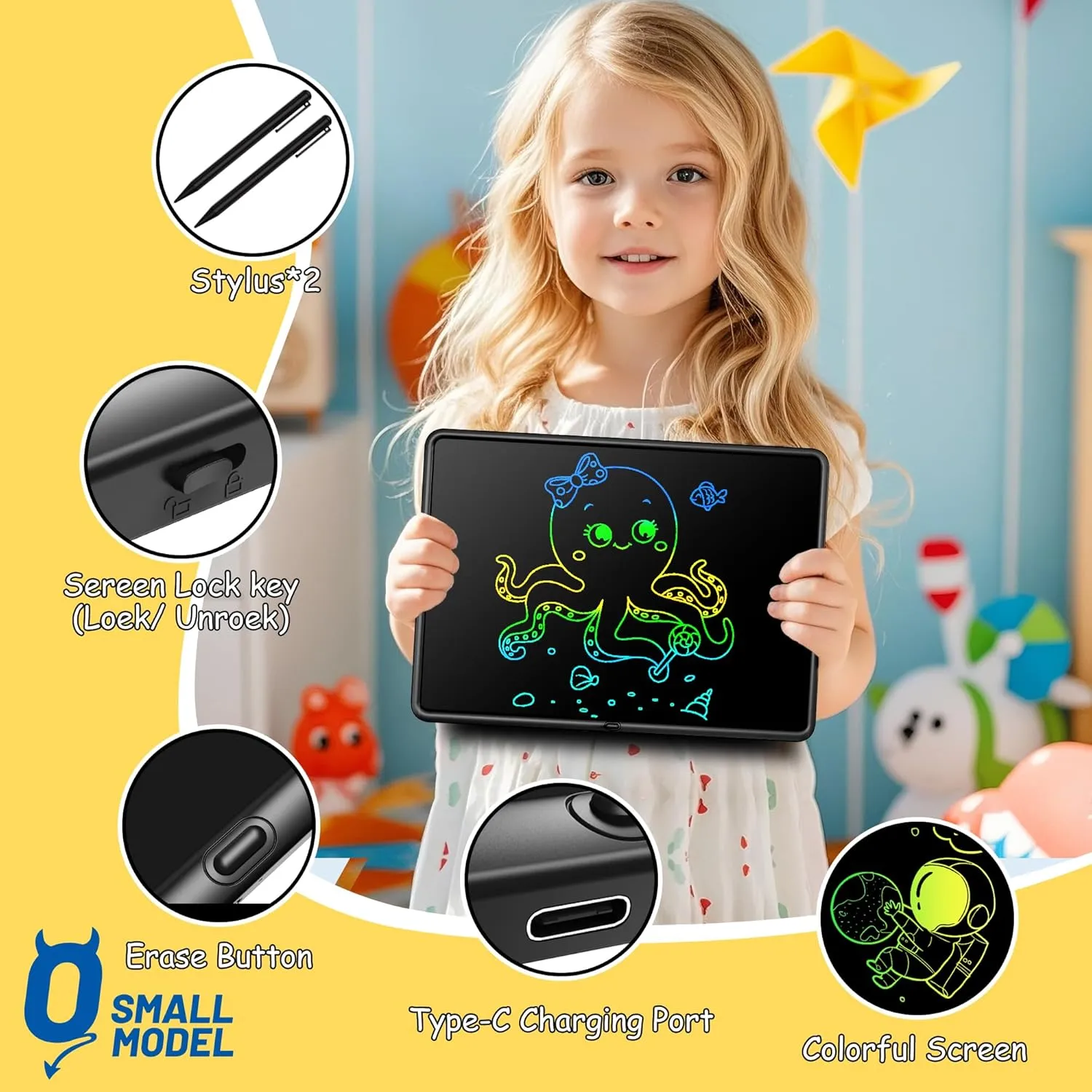 LCD Writing Tablet for Kids, 20 Inch Large Kids Drawing Pad, Rechargeable Painting for Two Kids Drawing Tablet, Doodle Board, Learning Toys for 3-12  Year Old Boys Girls Birthday Gifts, Black