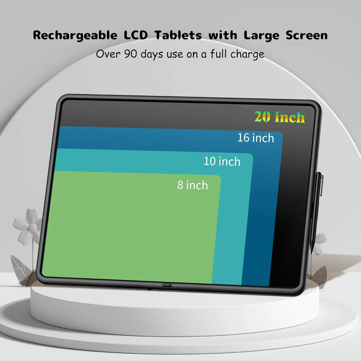 LCD Writing Tablet for Kids, 20 Inch Large Kids Drawing Pad, Rechargeable Painting for Two Kids Drawing Tablet, Doodle Board, Learning Toys for 3-12  Year Old Boys Girls Birthday Gifts, Black