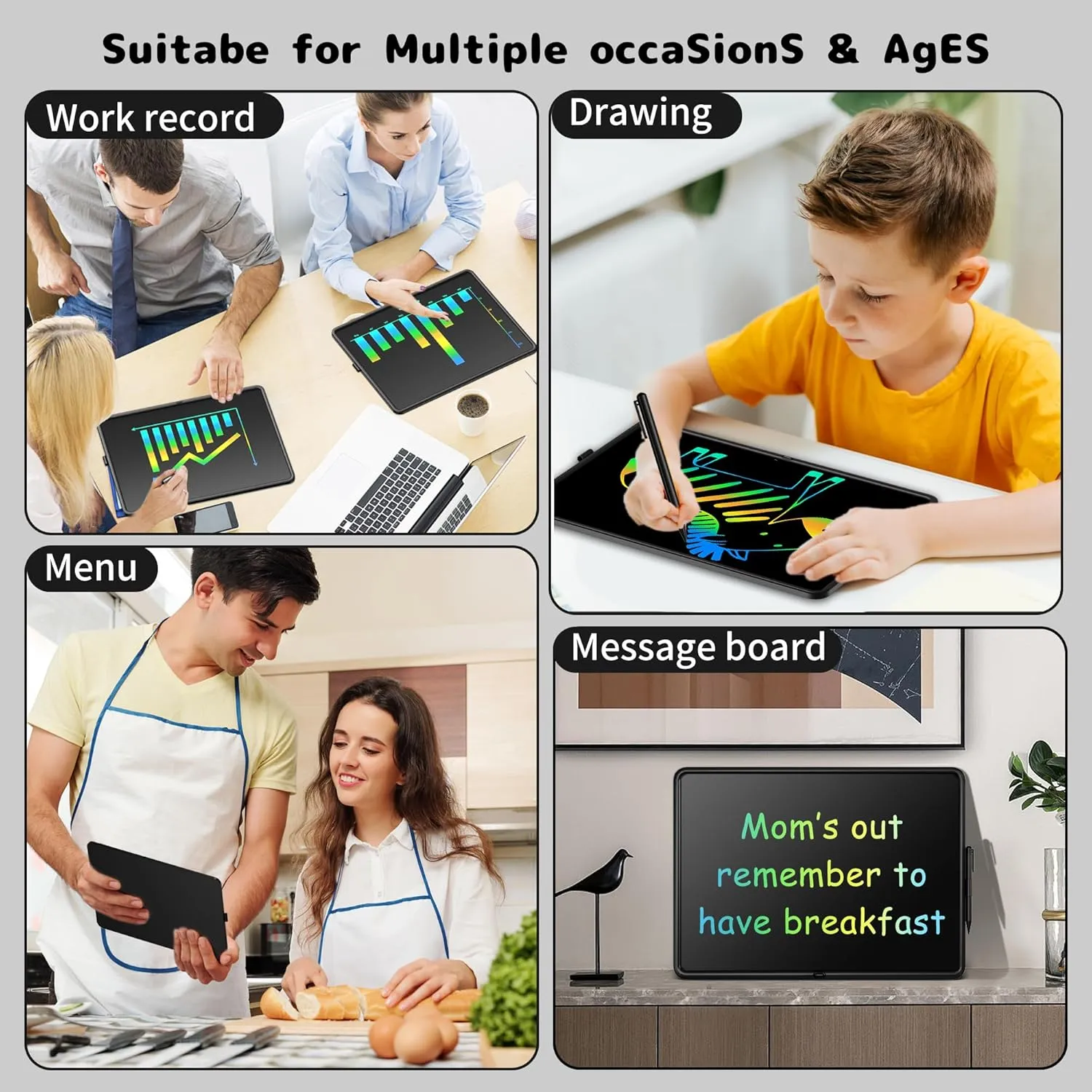 LCD Writing Tablet for Kids, 20 Inch Large Kids Drawing Pad, Rechargeable Painting for Two Kids Drawing Tablet, Doodle Board, Learning Toys for 3-12  Year Old Boys Girls Birthday Gifts, Black