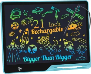 LCD Writing Tablet for Kids, Rechargeable 21 Inch Doodle Board,Easter Basket Stuffers,Preschool Learning Toys Christmas Birthday Gift 3 4 5 6 7 Year Old Girls Boys (Blue)