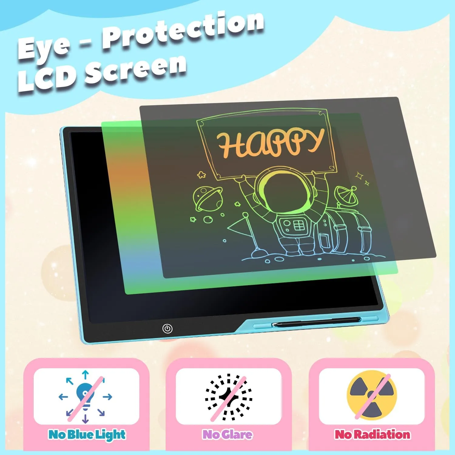 LCD Writing Tablet for Kids, Rechargeable 21 Inch Doodle Board,Easter Basket Stuffers,Preschool Learning Toys Christmas Birthday Gift 3 4 5 6 7 Year Old Girls Boys (Blue)