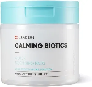 LEADERS Calming Biotics Toner Pad - Quick Soothing Instant Relief and Hydration for Dry and Sensitive Skin, 6-Type Cica Liposome Complex, and Plant Mucin Korean Skincare 80 Pads x 170ml