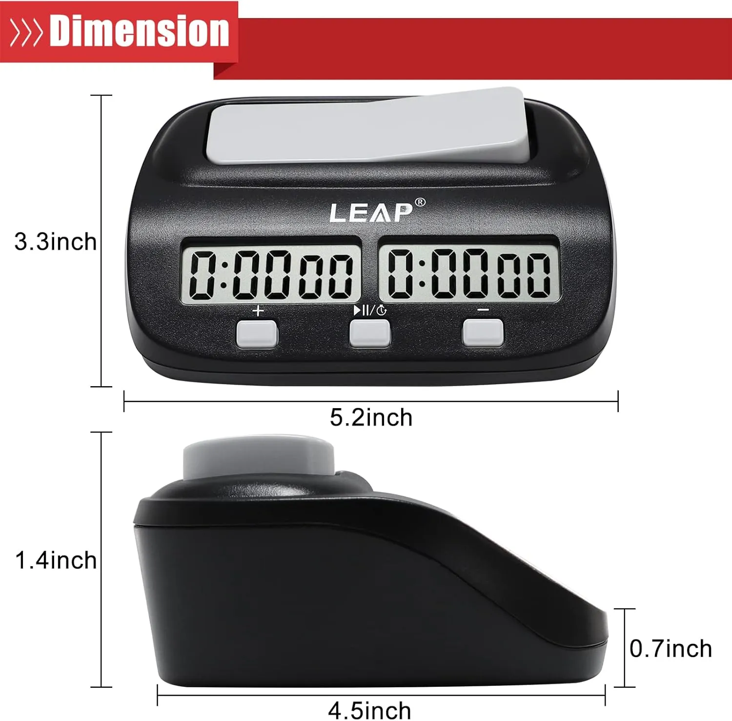 LEAP Chess Clock Digital Chess Timer Professional for Board Games Timer with Alarm Function Black (Official Store)