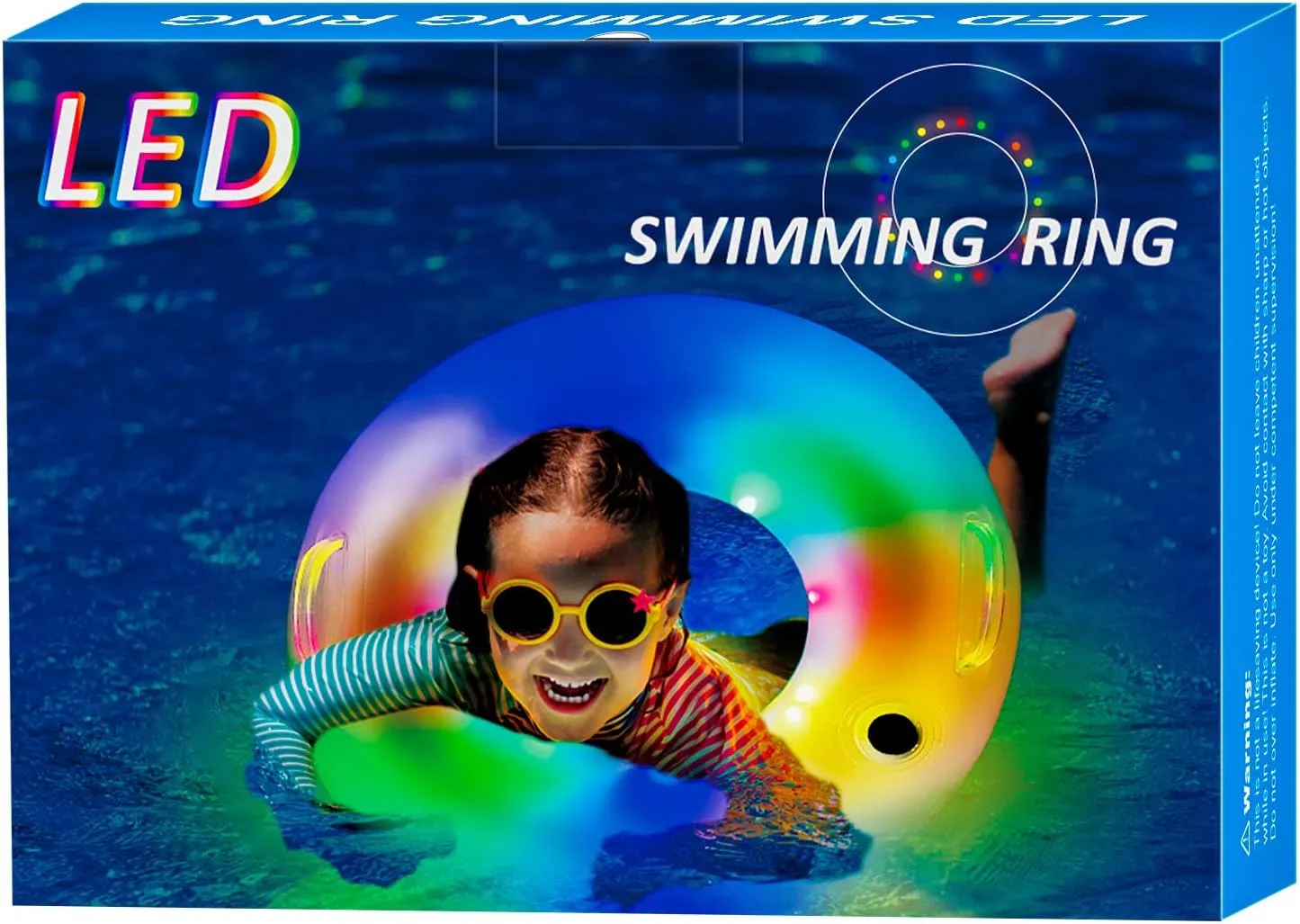 LED Inflatable Pool Float for Kids and Adult, Adult Pool Float Tube, LED Pool Swim Ring, Water Fun Large Blow Up Summer Beach Swimming Raft