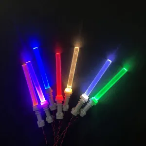 LED Light-Up Sword Compatible with Building Block Figures - USB Rechargeable Multicolor Glow Blade with Grey Handle & Expansion Port