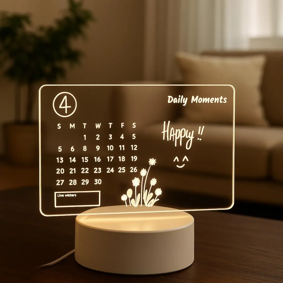 LED Note Board with Light Dry Erase Board with Pen USB Rewritable with Stand Calendar Memo Board with Warm Soft Light & Marker Ideal for Kids, Home & Office