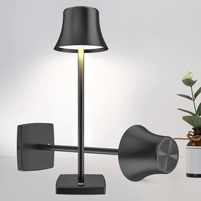 LED Desk Lamp Cordless Table Light, Rechargeable Battery Powered 3 Levels Brightness Dimmable for Portable Outdoor Restaurant Dinin Lights Set of 2 Pack Black