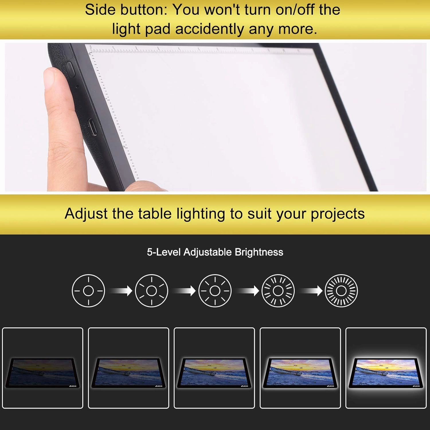 LED Light Pad, ELICE A4 Wireless Battery Powered Light Pad Artcraft Tracing Pad Light Box Dimmable Brightness Rechargeable Light Board for Artists Drawing Sketching Animation Stencilling X-ray Viewing