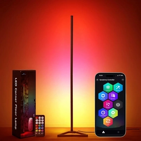 LED Pixel Floor Corner Lamp – Smart RGBW IC Floor Lamp with Music Sync, APP,Remote,DIY Adjustable Length, 16 Million Colors for Home Décor, Gaming Atmosphere, Bedroom Living Room. (Black)