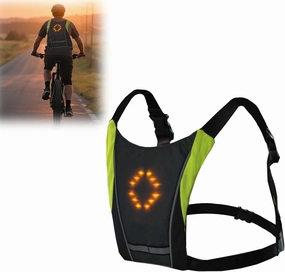 LED Turn Signal Safety Vest with Direction Indicator Adjustable Bike Pack Accessory USB Charging Guiding Light for Night Riding Walking Cycling Gear LED Glowing Reflective Backpack