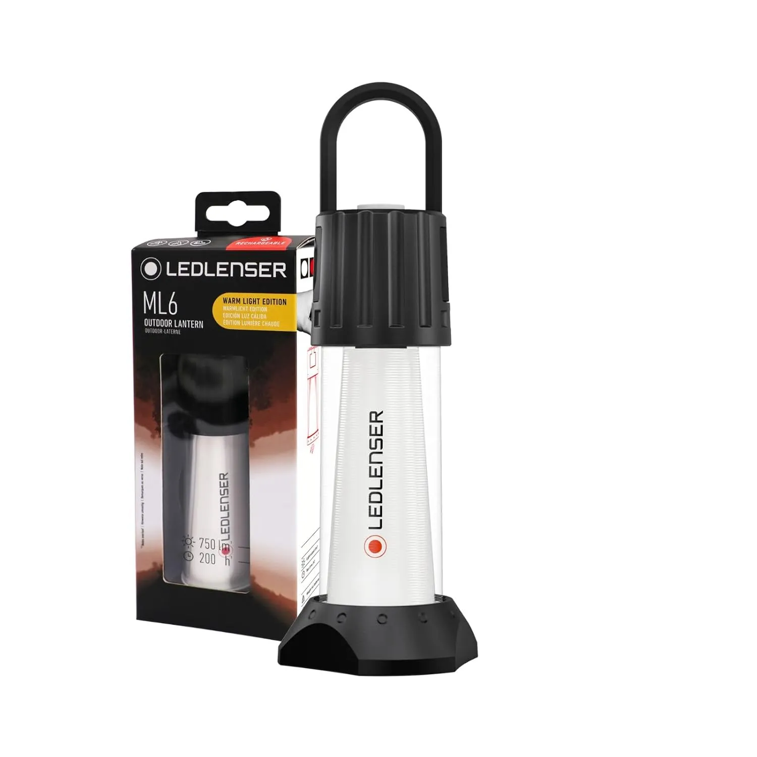 Ledlenser 502084 ML6 Light Warm Light Lanterne d'ext¨¦rieur ¨¤ LED tr¨¨s lumineuse 750 lm 70 heures d'autonomie, rechargeable, avec batterie externe, lumi¨¨re non ¨¦blouissante